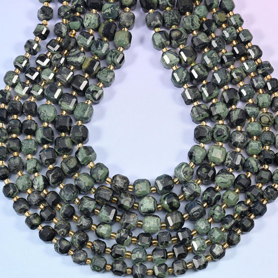 Kambaba Jasper Faceted Cube Beads, hole approximately 1.2mm