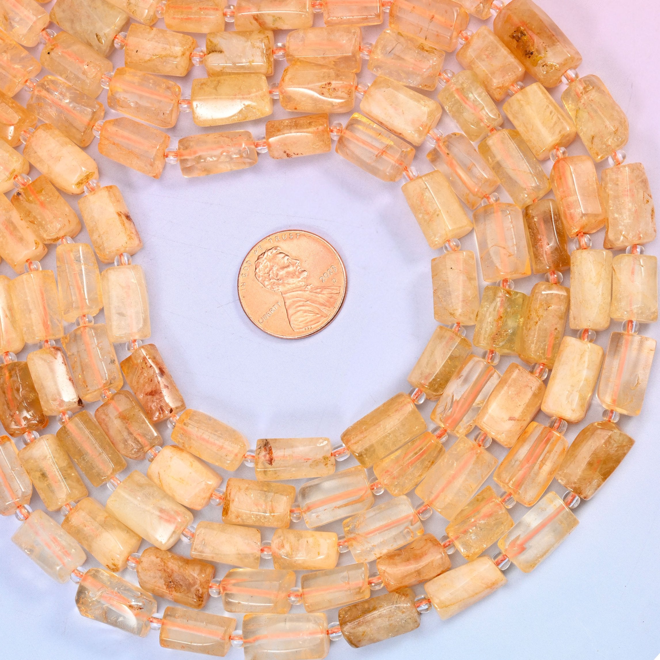 Citrine Faceted Tube Beads: Jewelry Making 15.5 Inch Strand