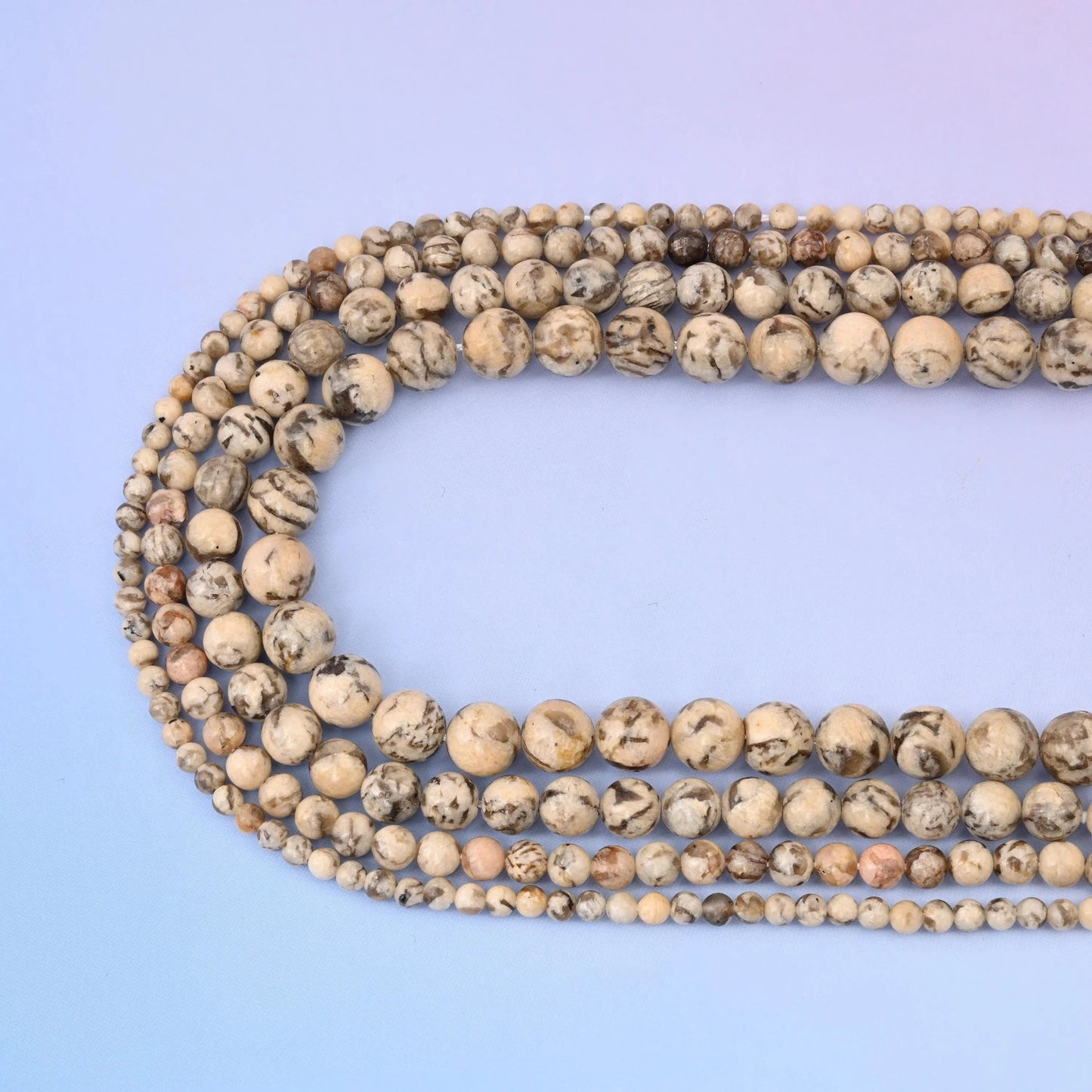 Brown Feldspar Tiger Jasper Smooth Round Beads 4mm 6mm 8mm 10mm in cream and oatmeal beige with charcoal brown veining