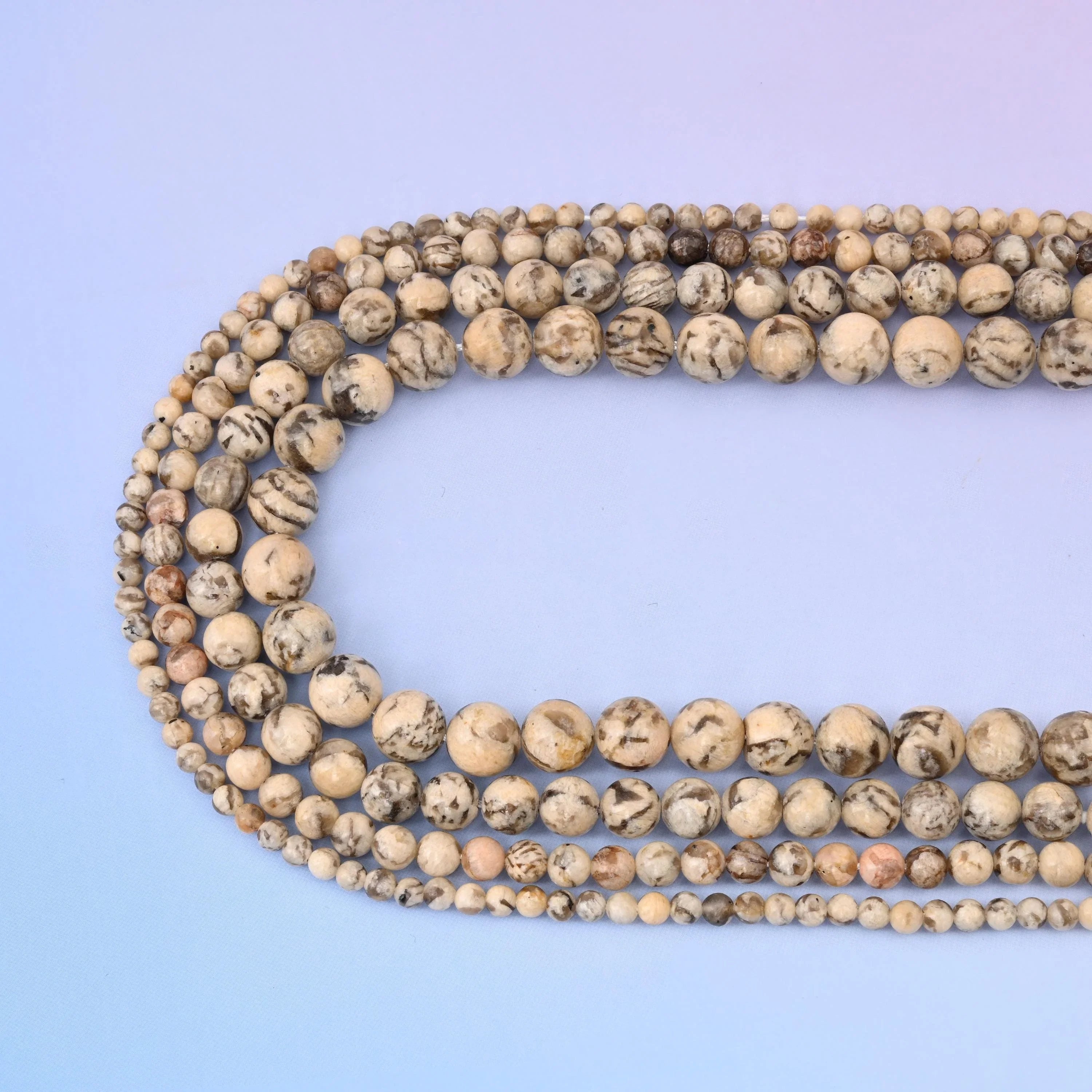 Brown Feldspar Tiger Jasper Smooth Round Beads 4mm 6mm 8mm 10mm in cream and oatmeal beige with charcoal brown veining