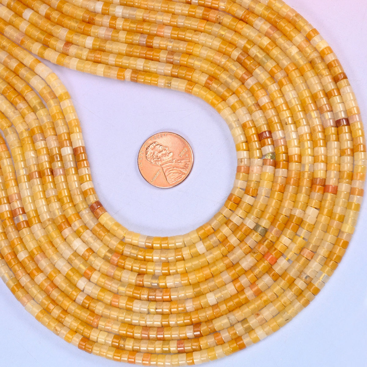 Yellow Jade Smooth Heishi Disc Beads for jewelry making