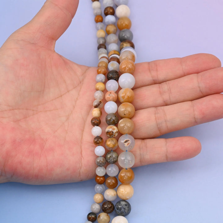 Chalcedony beads, smooth round shape, 6mm, 8mm and 10mm.