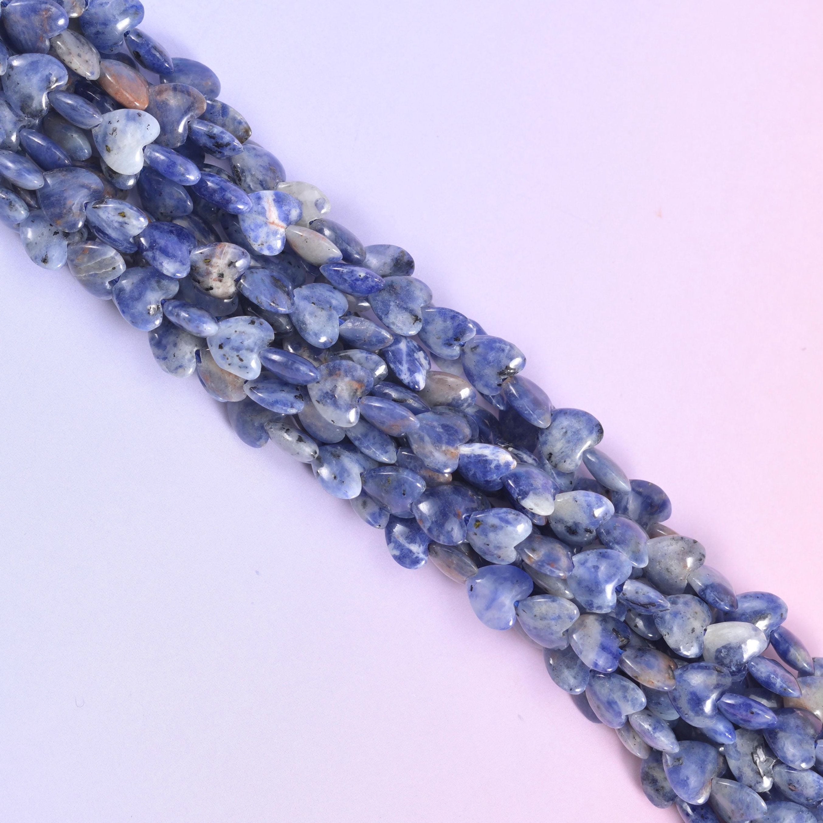 Blue Sodalite Flat Heart Beads 6mm, approximately 70 beads per strand