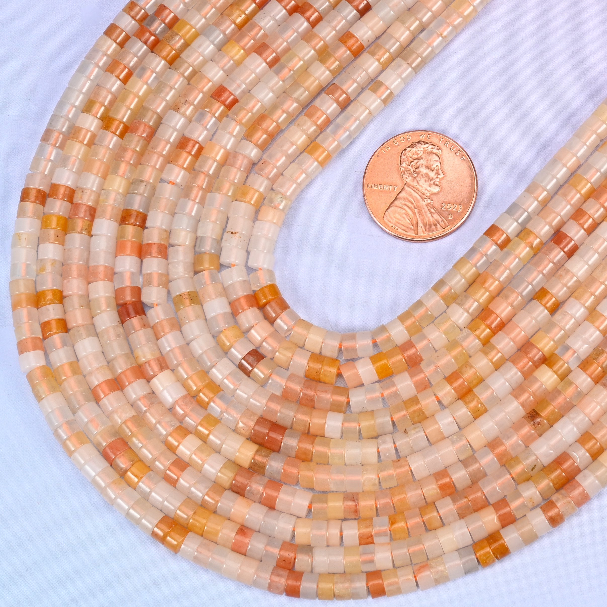 Heishi disc cut Pink Aventurine beads