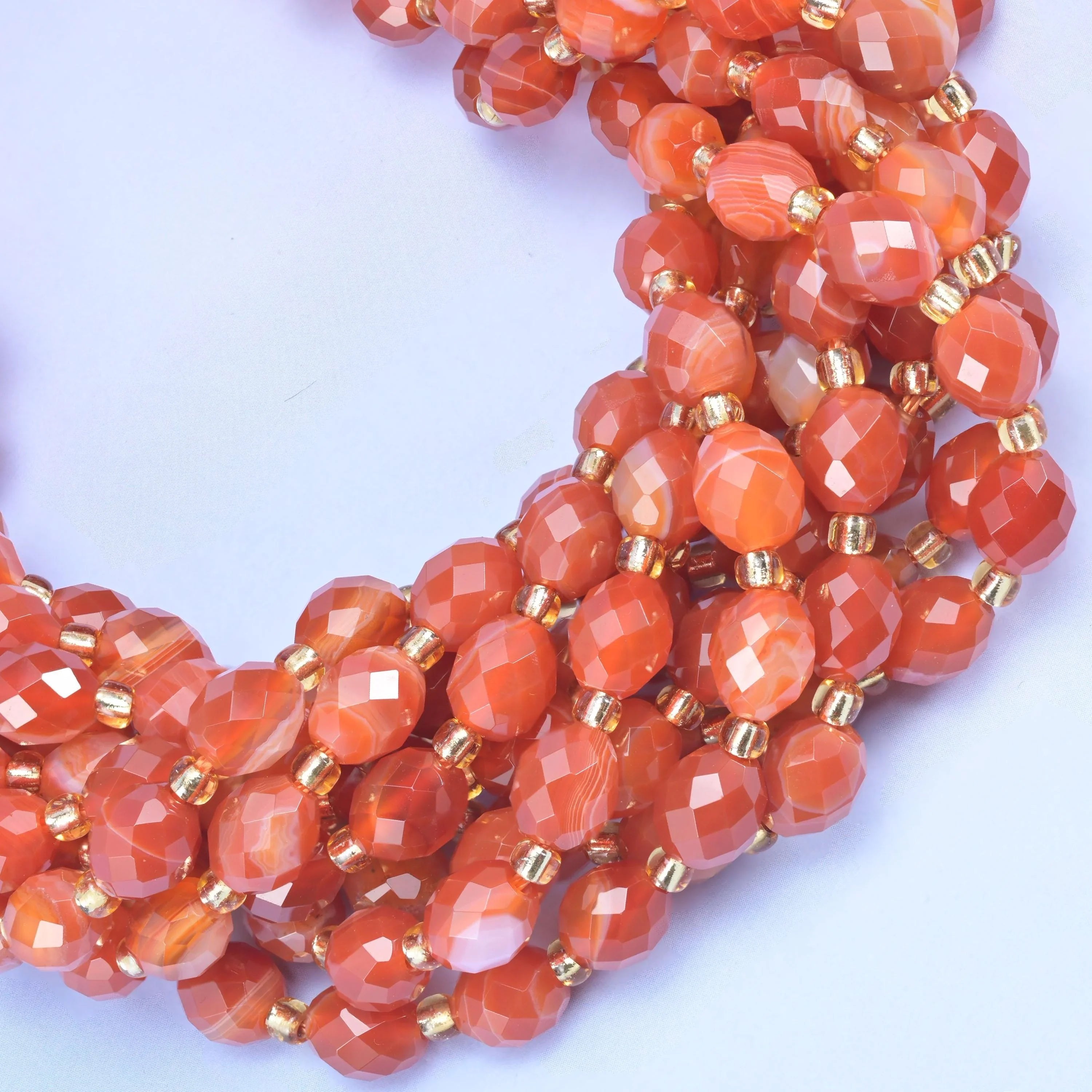 Dyed Red Stripe Agate Faceted Rice Barrel Beads, hole approximately 1.0mm