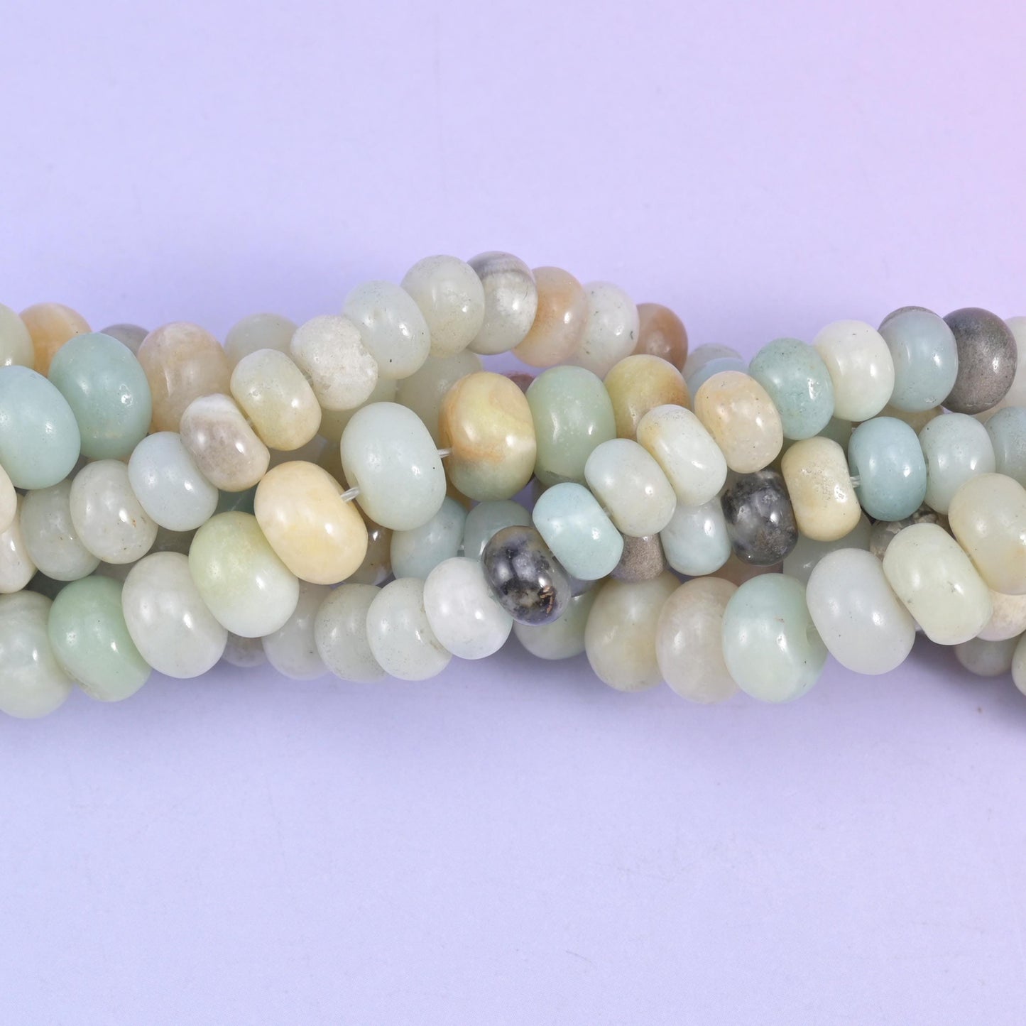 Natural Multi-Color Amazonite smooth rondelle beads for bracelets, necklaces, and earrings