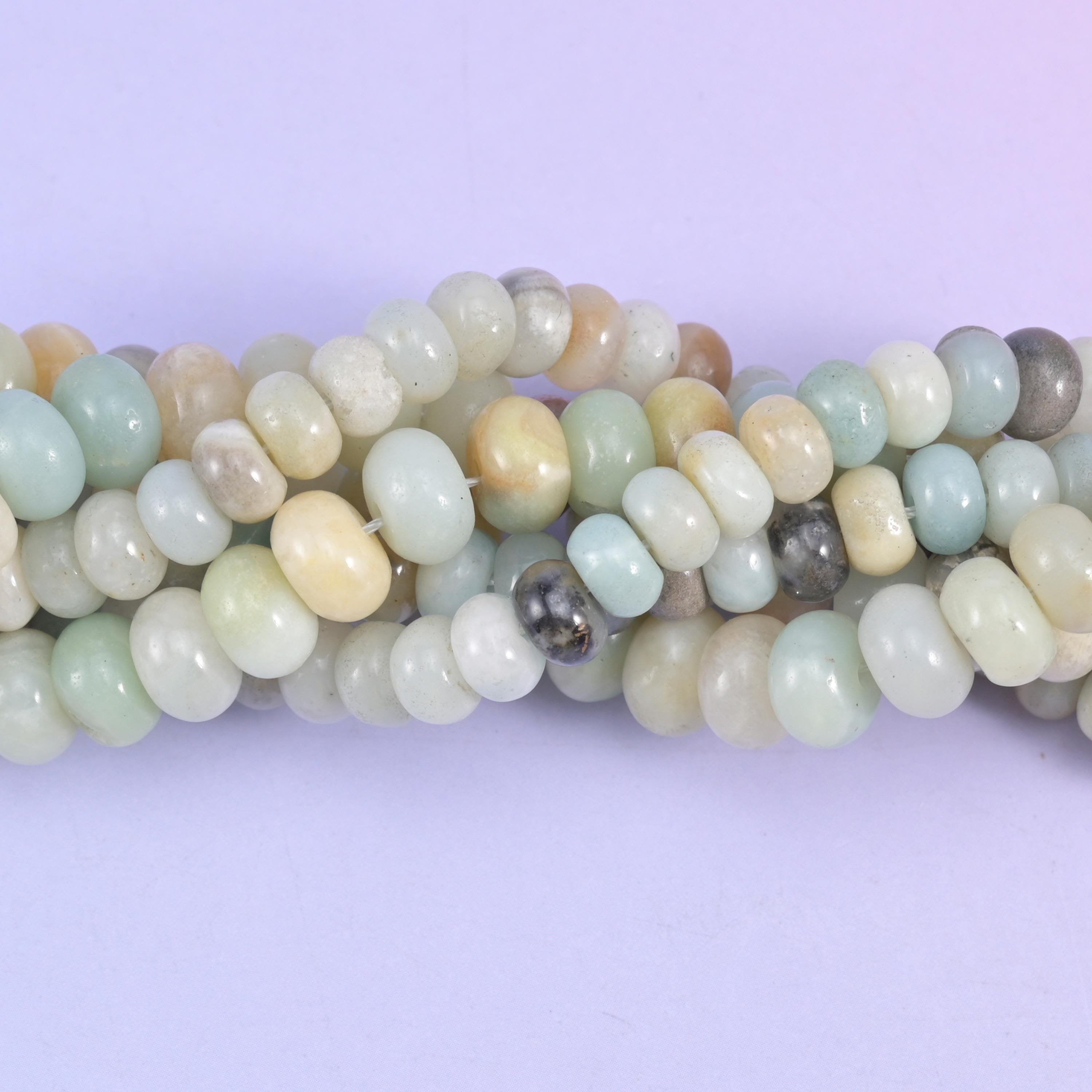 Natural Multi-Color Amazonite smooth rondelle beads for bracelets, necklaces, and earrings