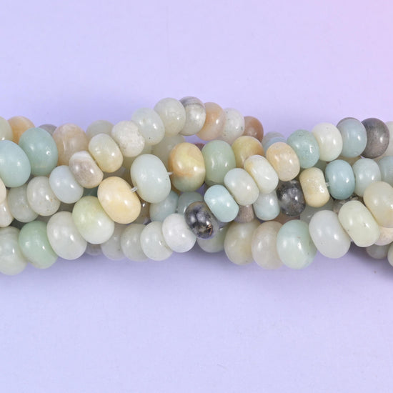 Natural Multi-Color Amazonite smooth rondelle beads for bracelets, necklaces, and earrings