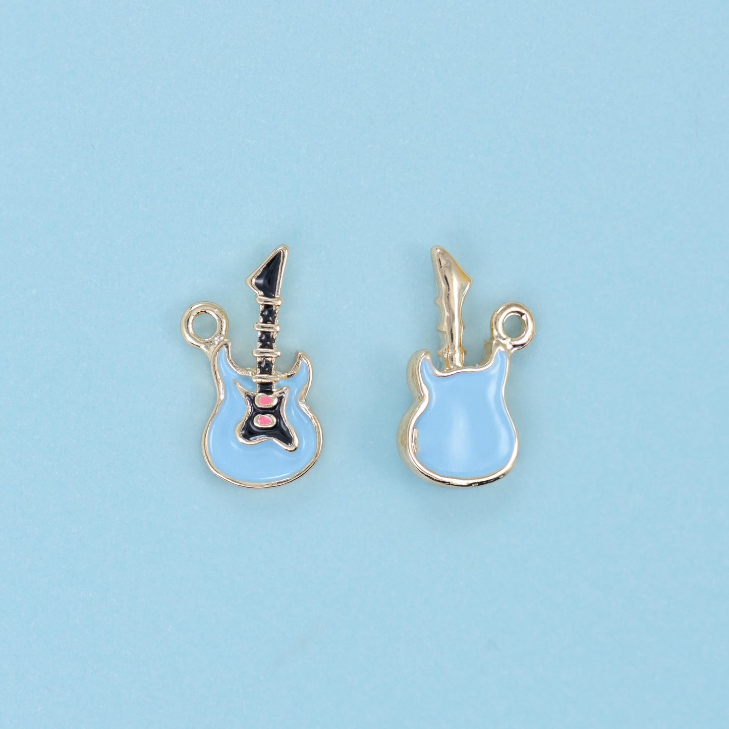 18K Gold Filled Enamel Guitar Charm 17x10mm, sold per piece