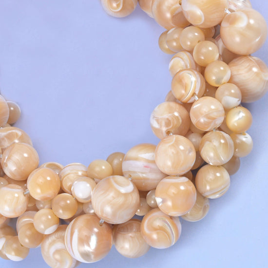 Trochus shell round beads, 15.5 inch strand
