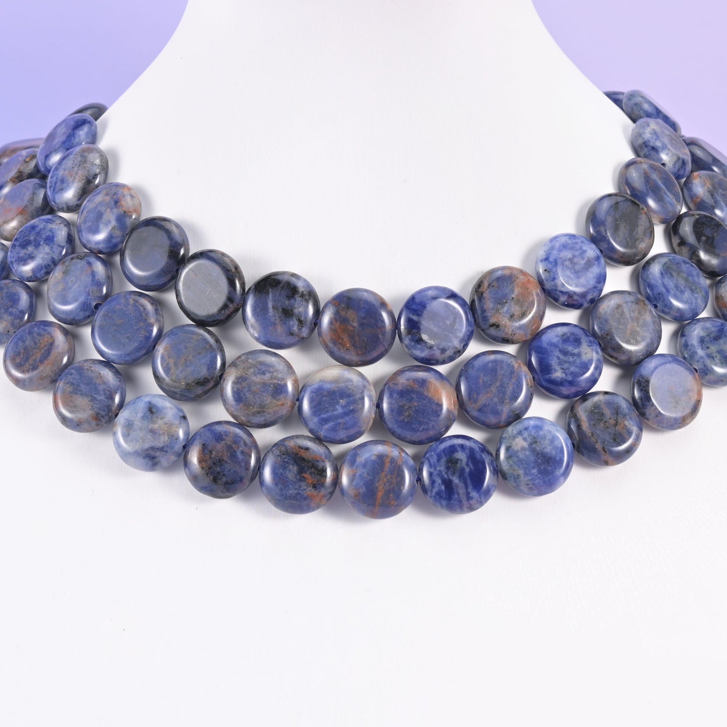 Sodalite beads, coin shape, 15mm