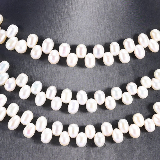 Freshwater pearl rice beads, 6x8mm, side drilled
