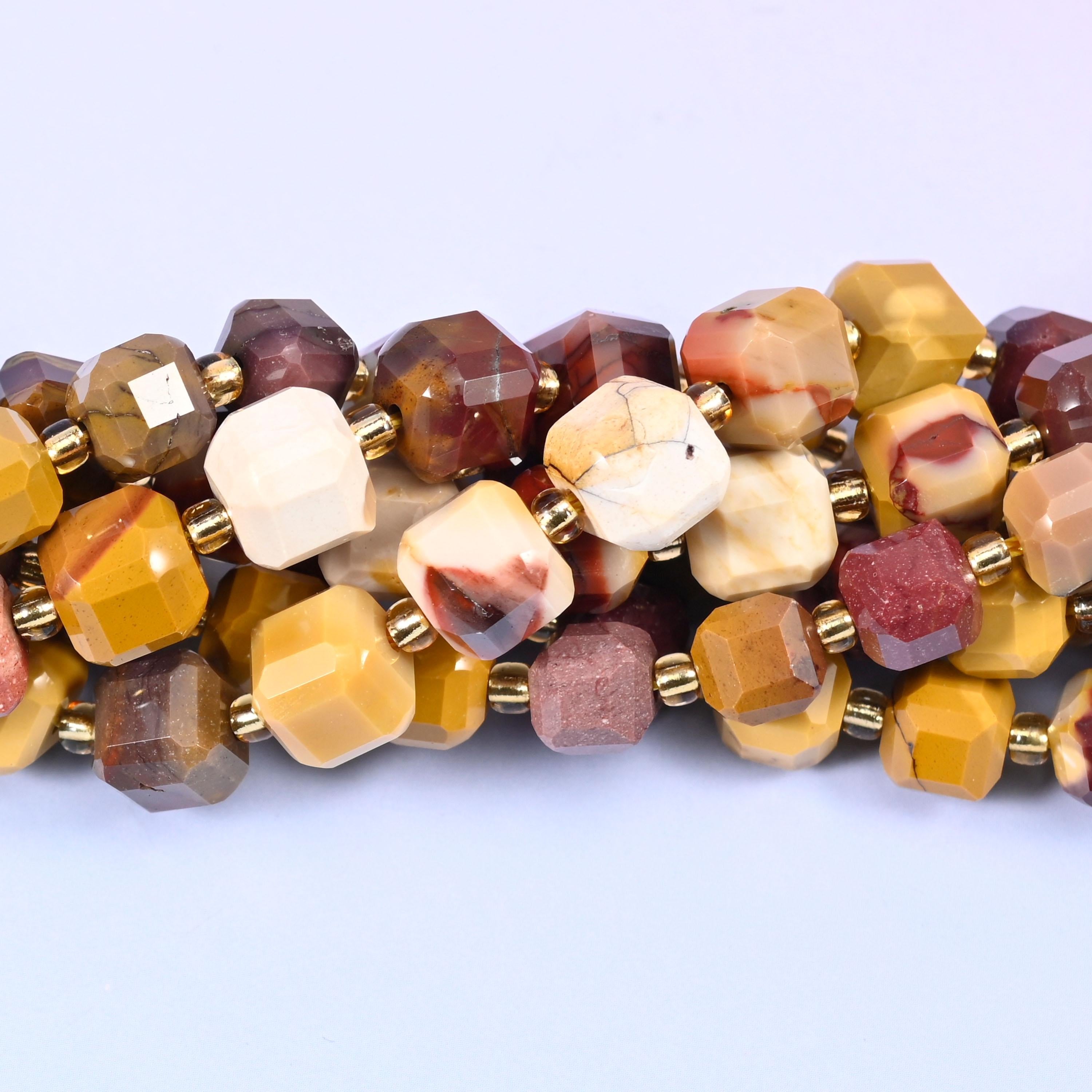 Mookaite Jasper Faceted Cube Beads, sold per 15 inch strand