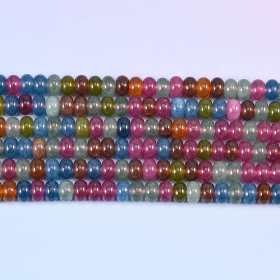 Multi-Color Dyed Jade rondelles in a cheerful mix of blue, green and pink