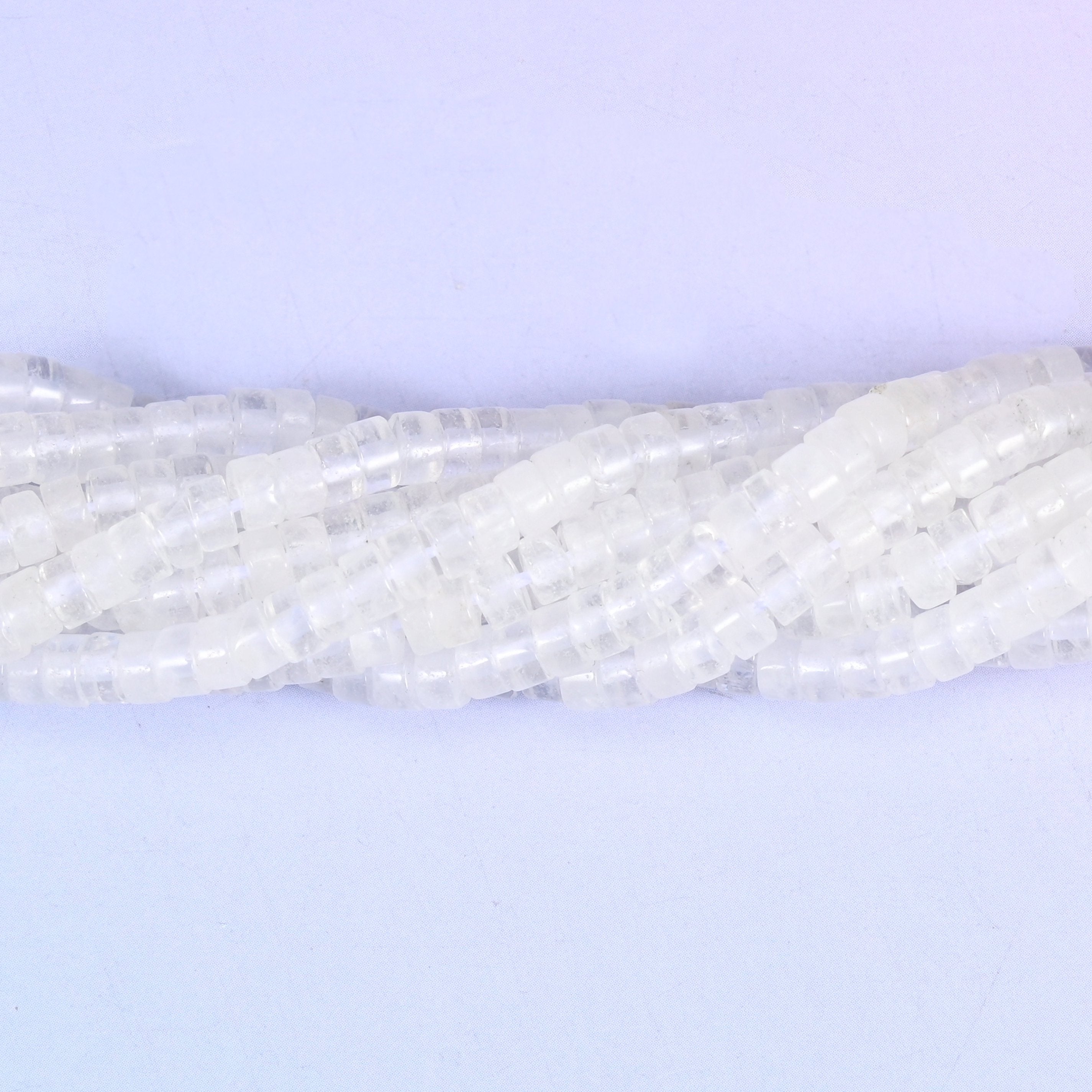 Clear Quartz Smooth Heishi Disc Beads 2x4mm, approximately 180 beads