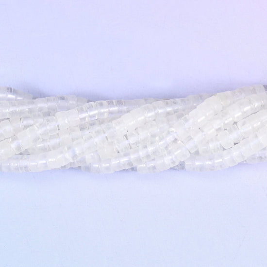 Clear Quartz Smooth Heishi Disc Beads 2x4mm, approximately 180 beads