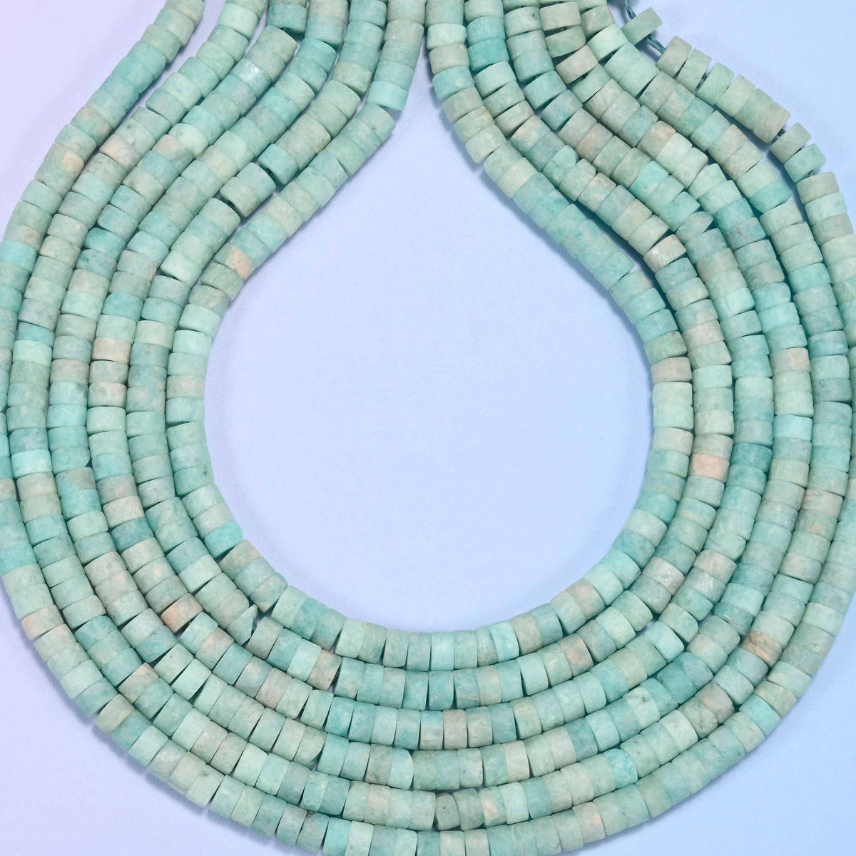 Matte blue amazonite heishi disc beads, hole 1.0mm