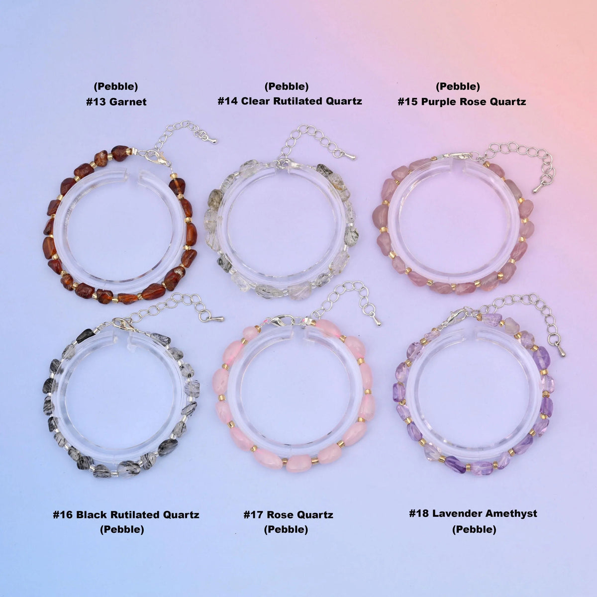 Chip gemstone bead bracelet, 9 inch adjustable length