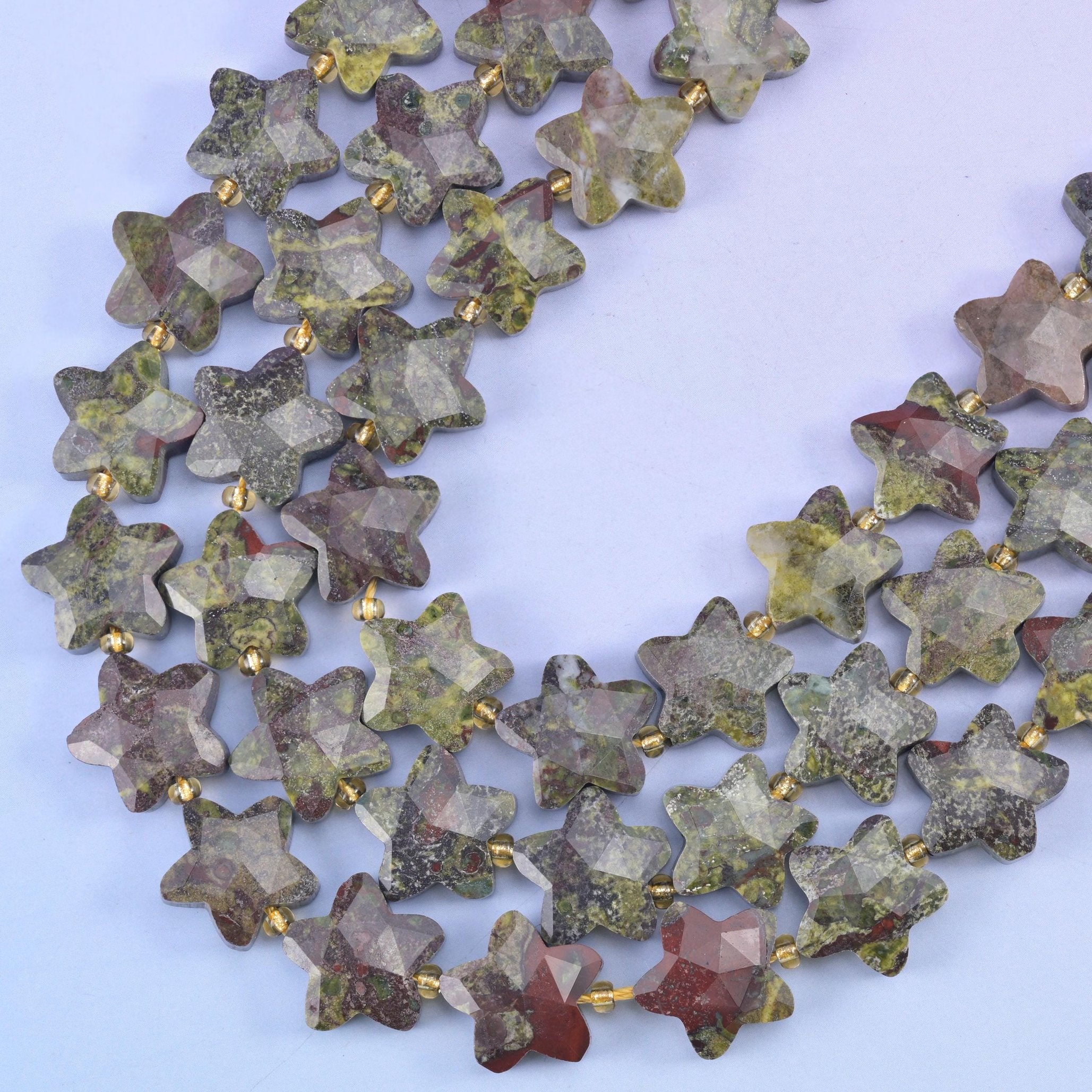 Dragon bloodstone star beads, hole approximately 1.2mm