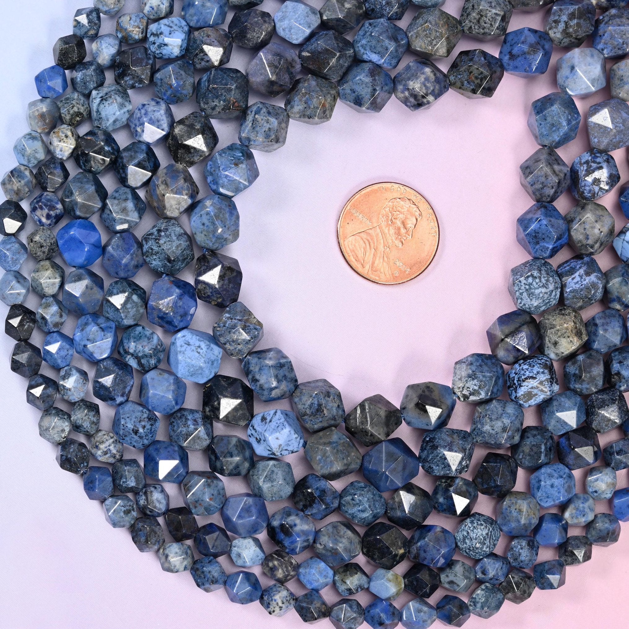 Blue Dumortierite Faceted Diamond Star Cut Beads 6mm 8mm 10mm, 6mm approximately 63 beads / 8mm approximately 47 beads / 10mm approximately 38 beads per strand