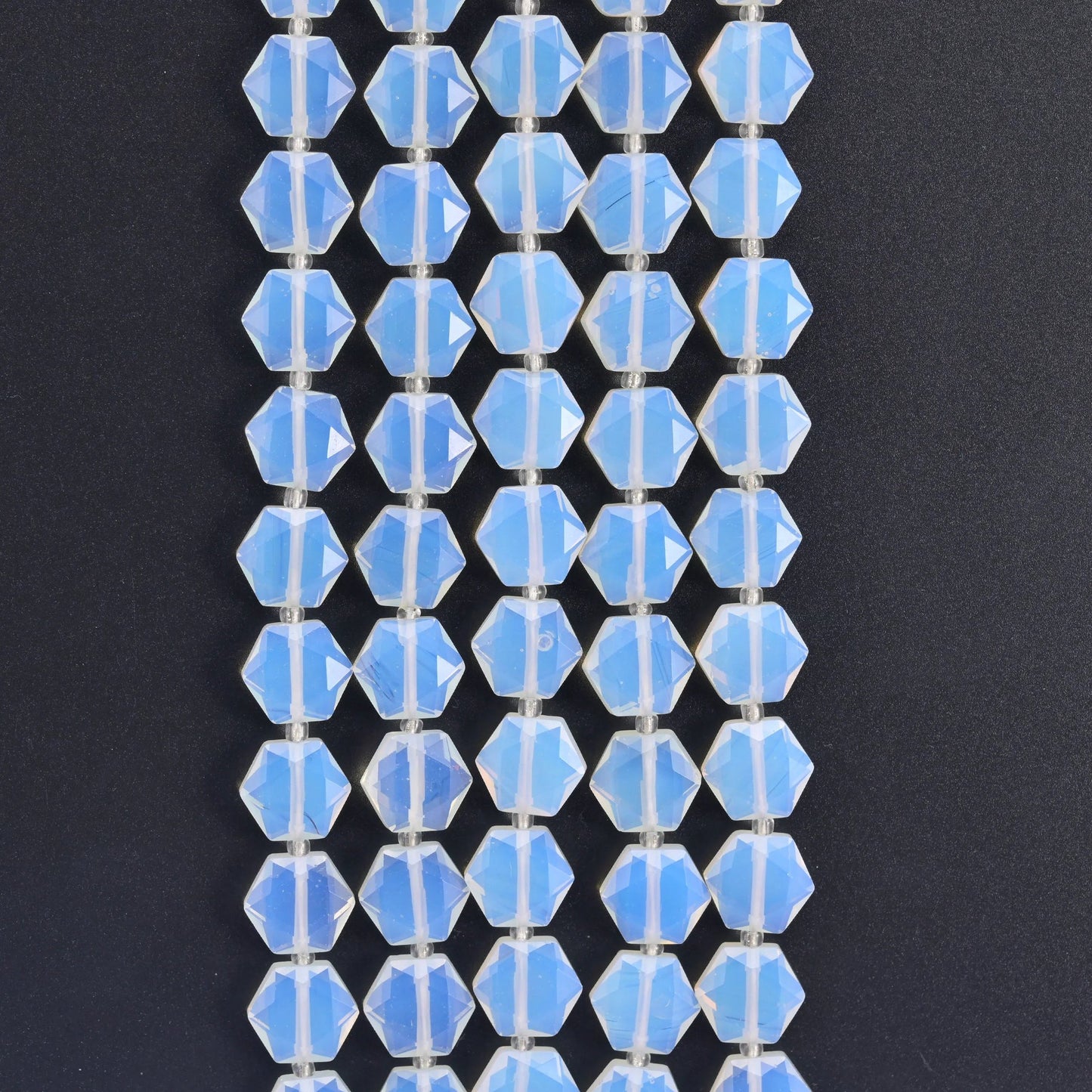 Flat faceted cut Opalite beads for jewelry making.