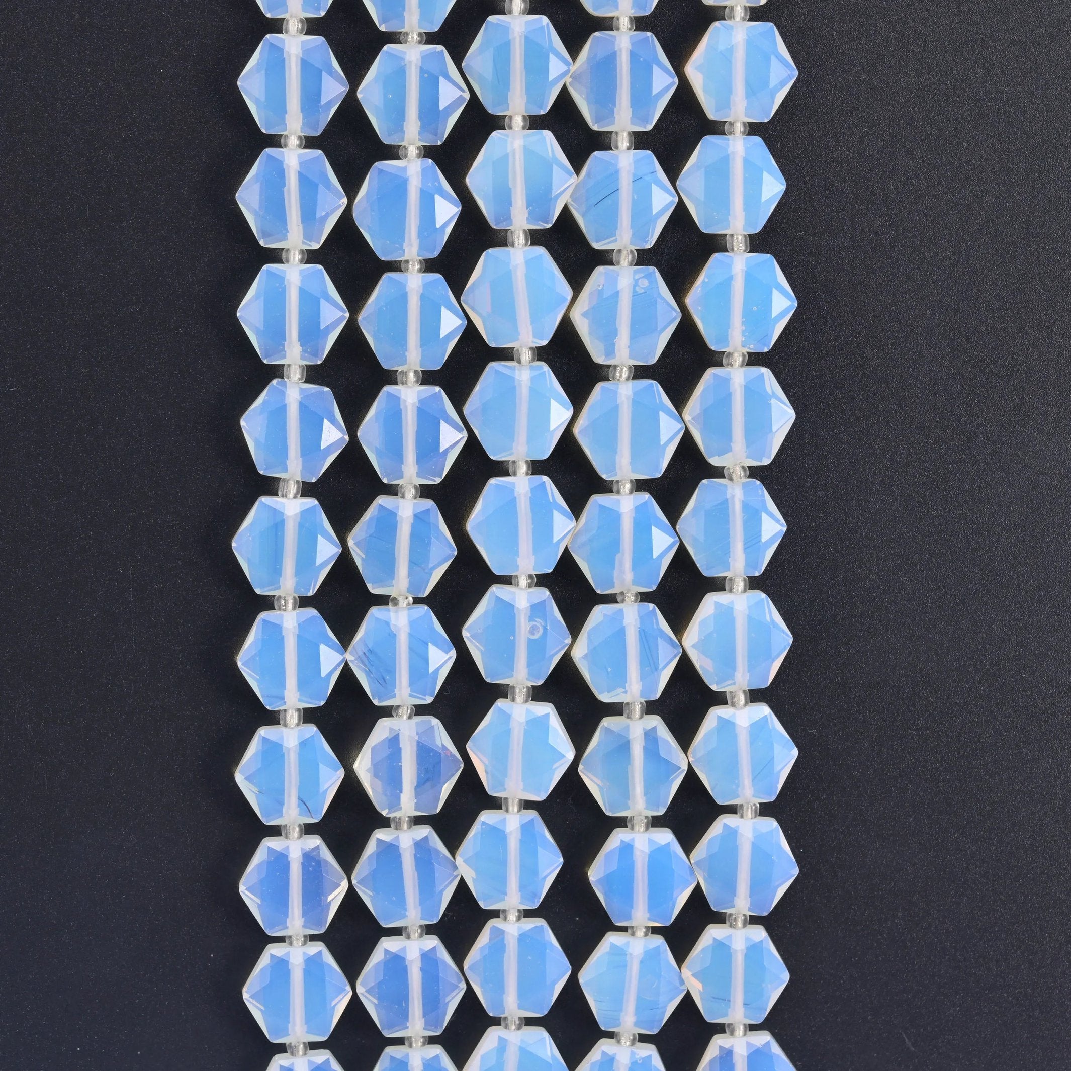 Flat faceted cut Opalite beads for jewelry making.