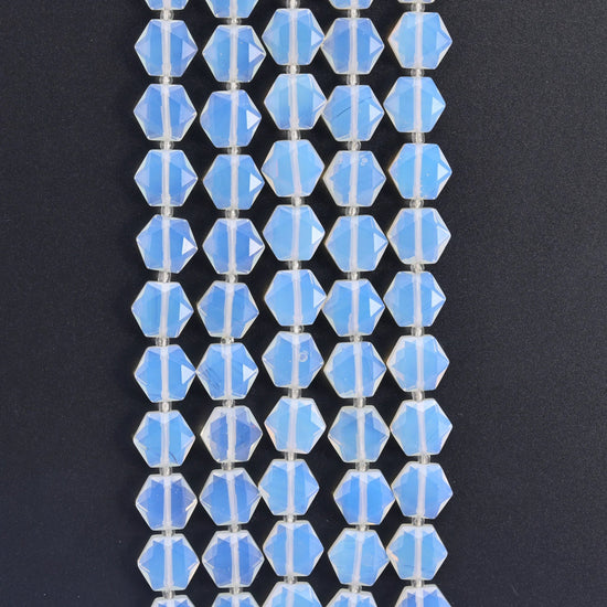 Flat faceted cut Opalite beads for jewelry making.