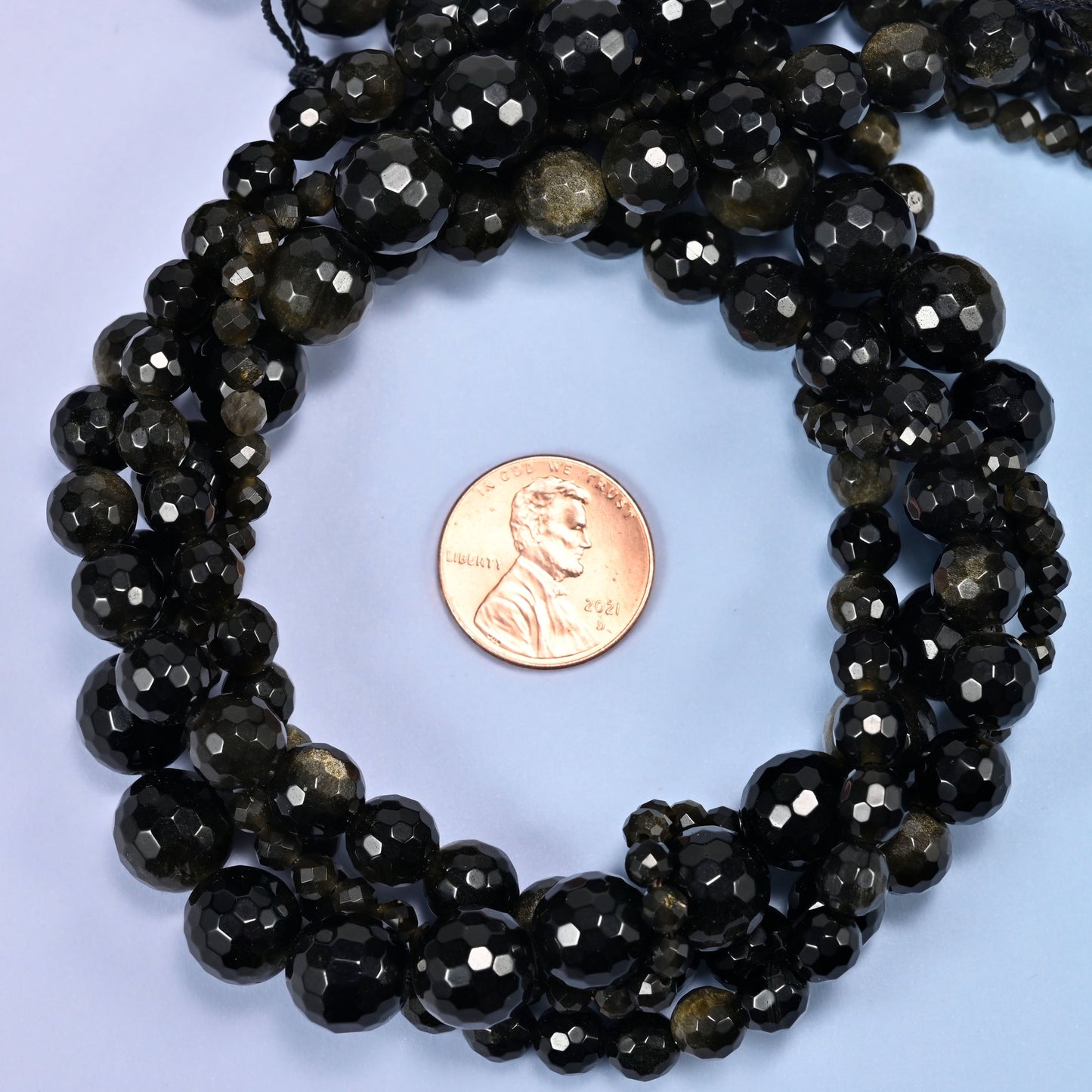 Gold Obsidian Faceted Round Beads: Jewelry Making, 15 Inch Strand