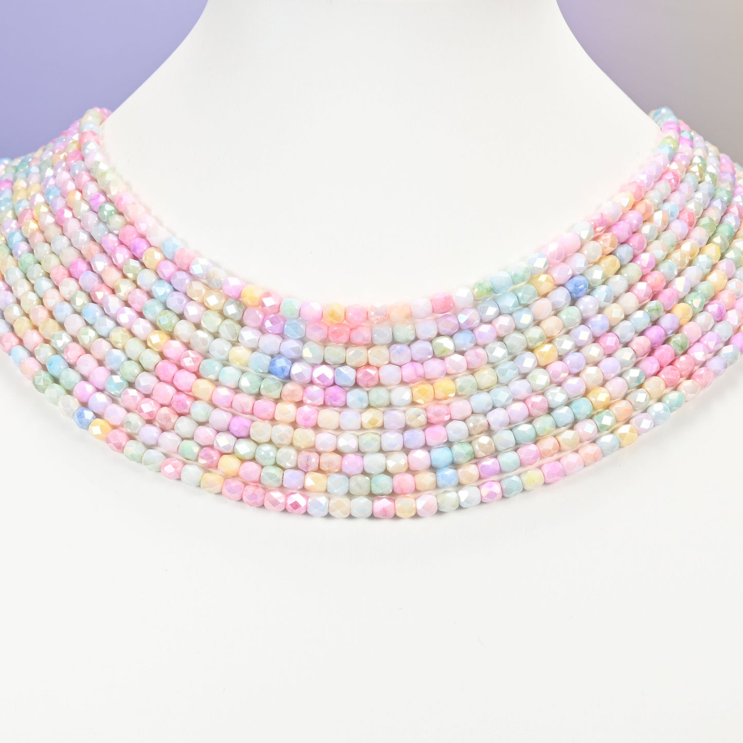 Opaque faceted barrel glass beads, 4x3.5mm.