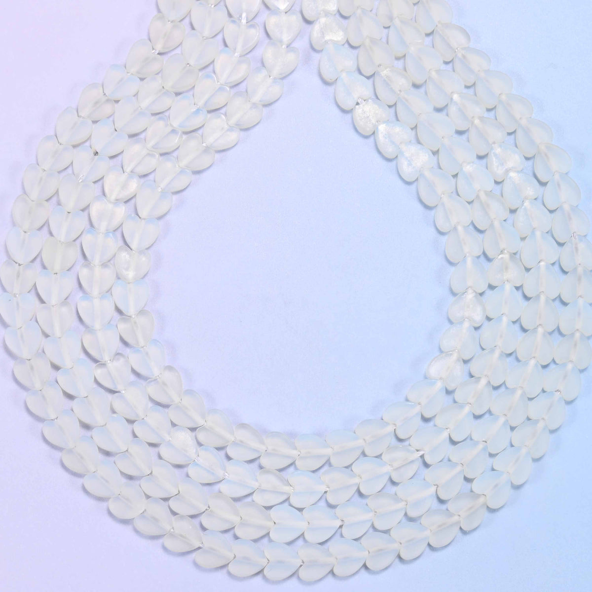 Matte Opalite Flat Heart Beads, 0.8mm hole