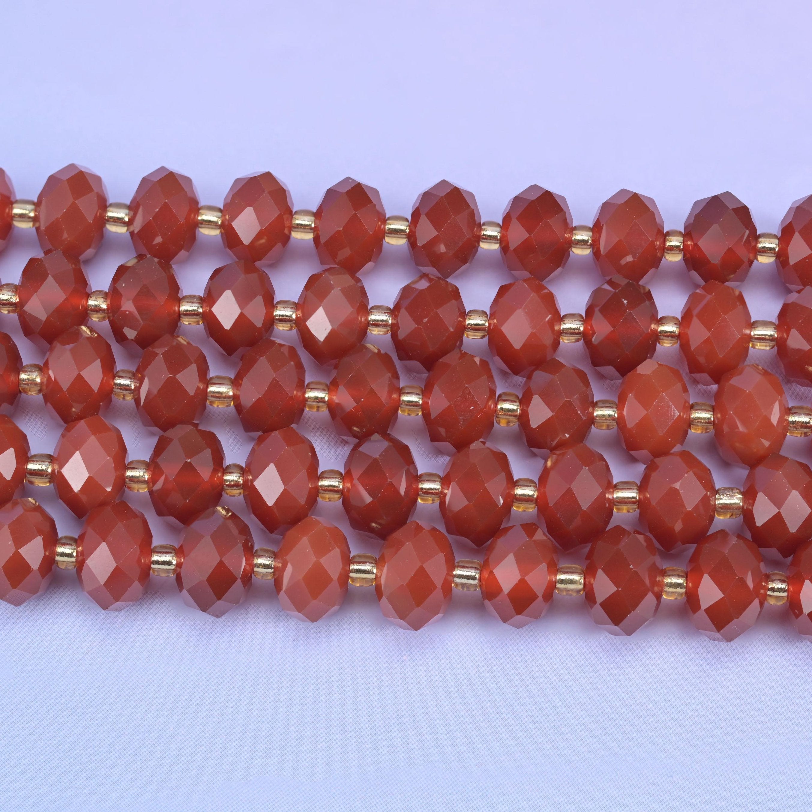 Red Agate Faceted Rondelle Beads, 15.5 inch strand