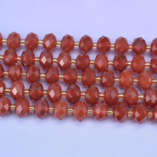 Red Agate Faceted Rondelle Beads, 15.5 inch strand