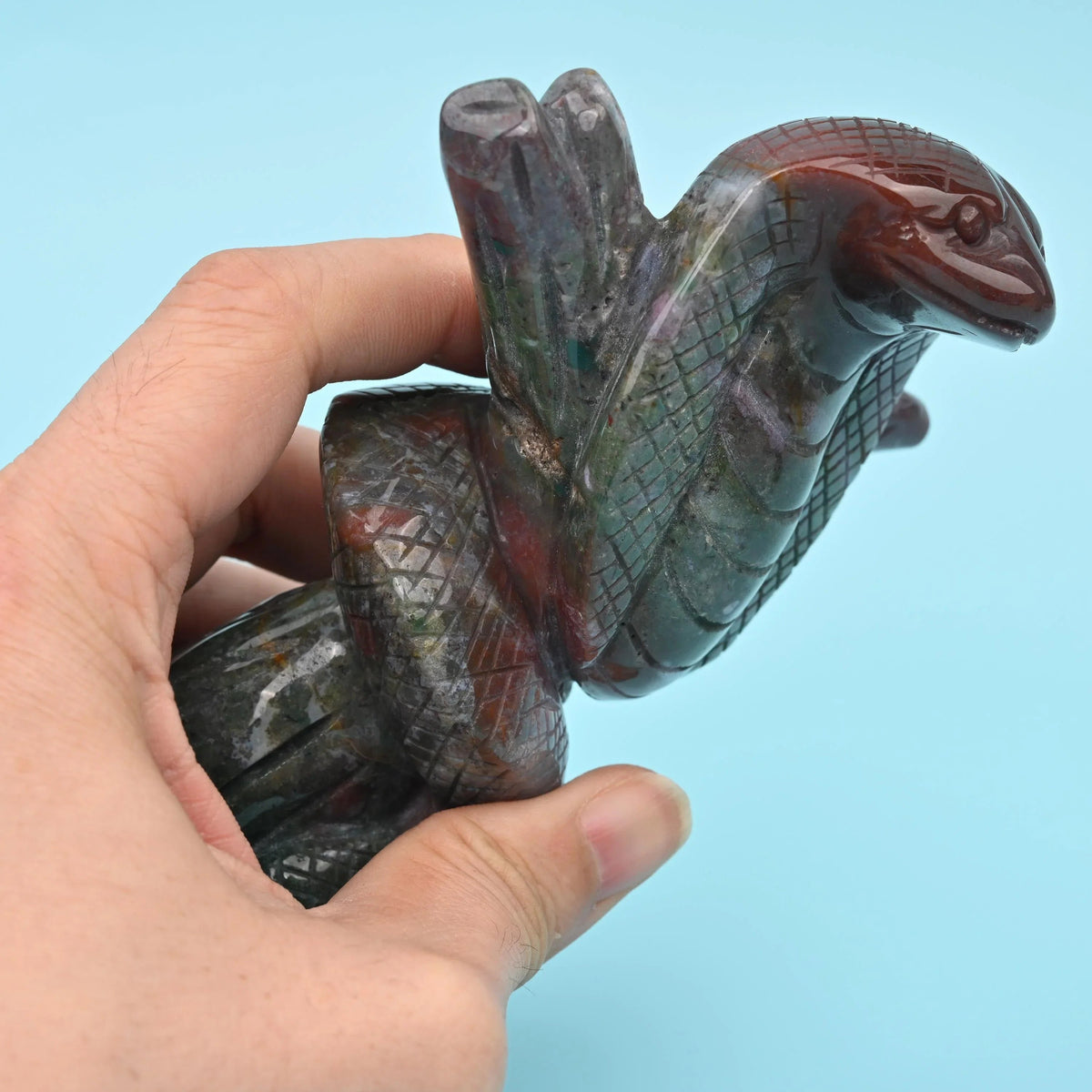 Natural Indian Agate hand-carved cobra figurine
