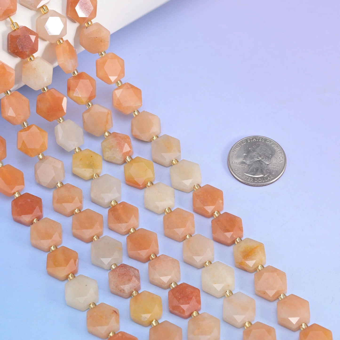 Flat faceted cut Gold Silk Jade beads for jewelry making.