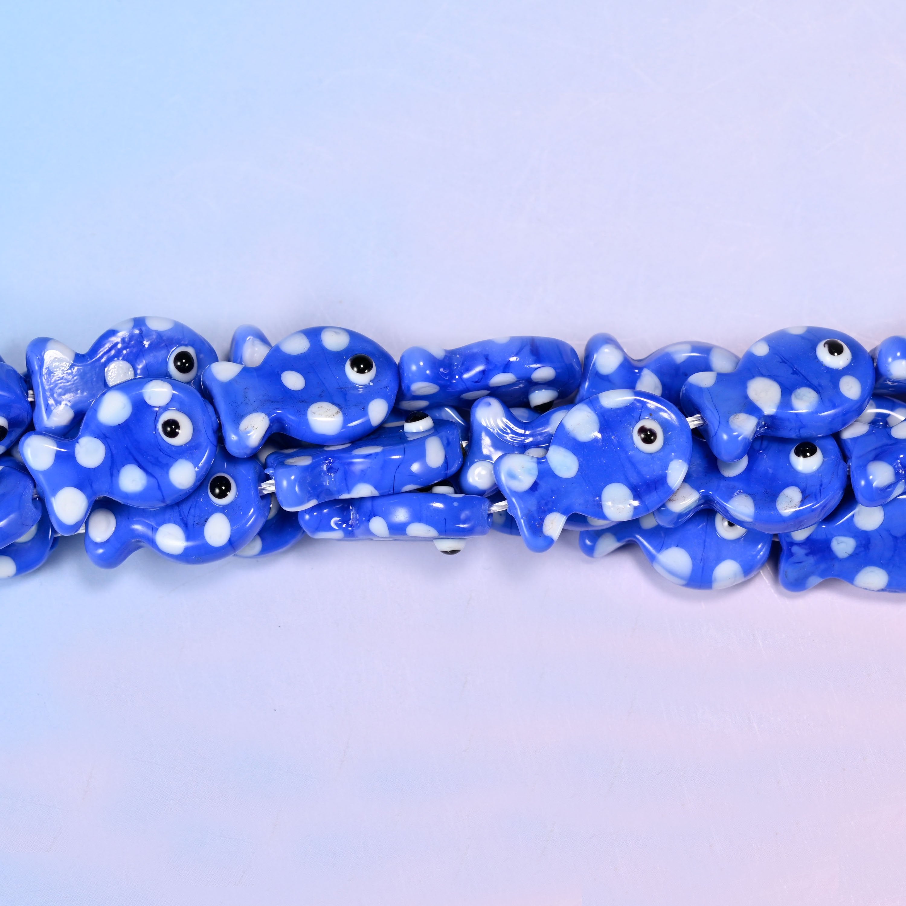 Blue with White Dot Fish Glass Beads: Jewelry Making Supply