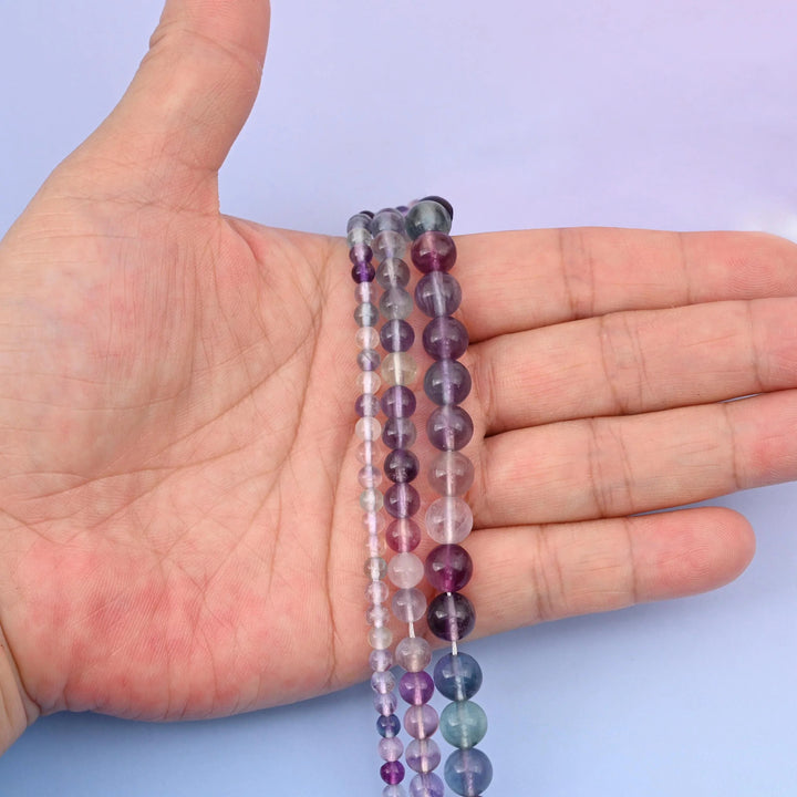 Multi Color Fluorite beads, round, 4mm to 8mm