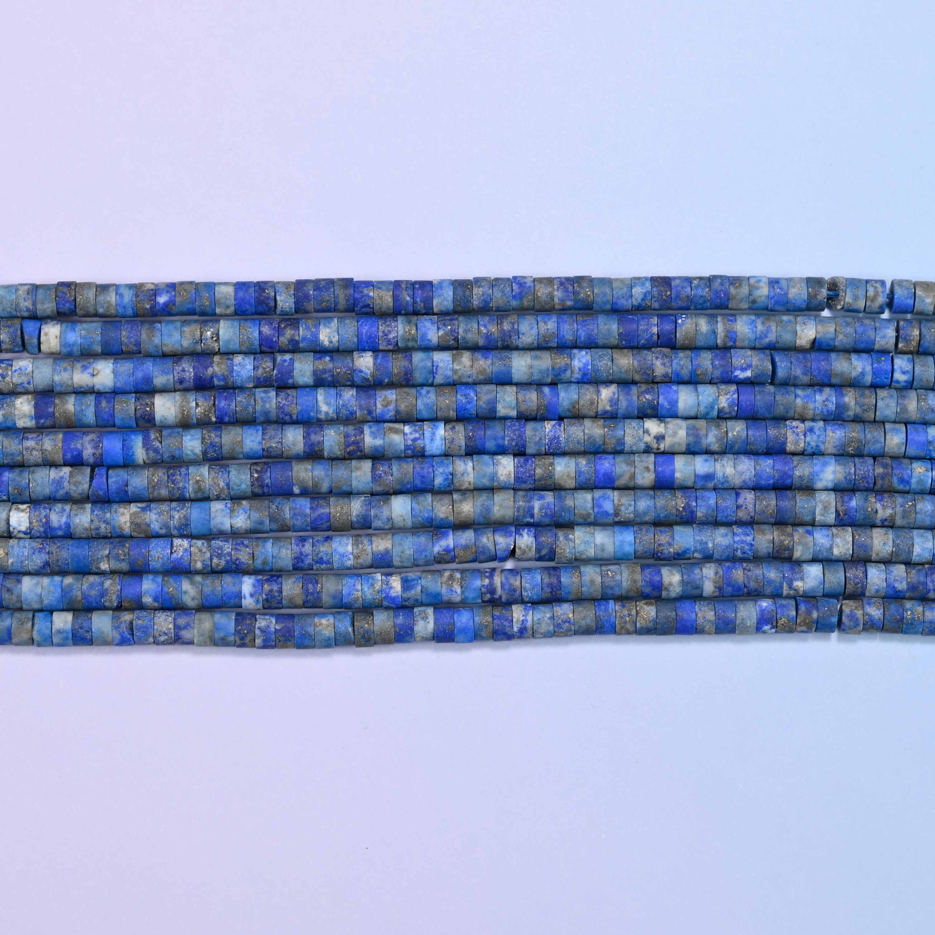 Matte Lapis Lazuli Heishi Disc Beads: Jewelry Making Supply, 15 Inch Strand