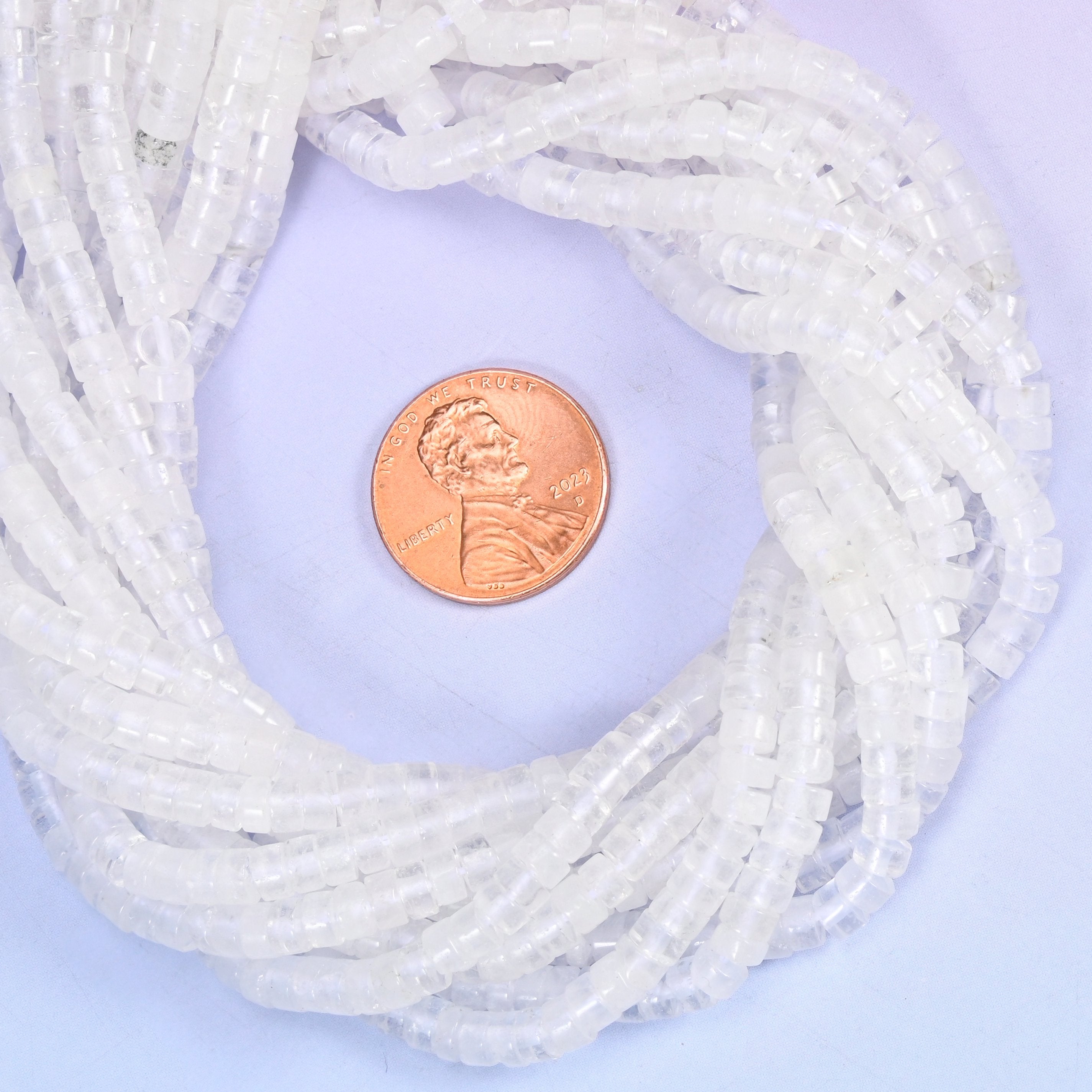 Clear Quartz Smooth Heishi Disc Beads: Jewelry Making Supply, 15.5 Inch Strand