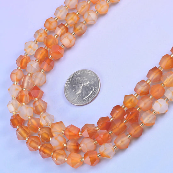 Faceted diamond cut beads for a stretch or knotted bracelet.