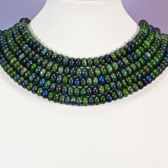 Phoenix Lapis beads, rondelle shape, 5x8mm.