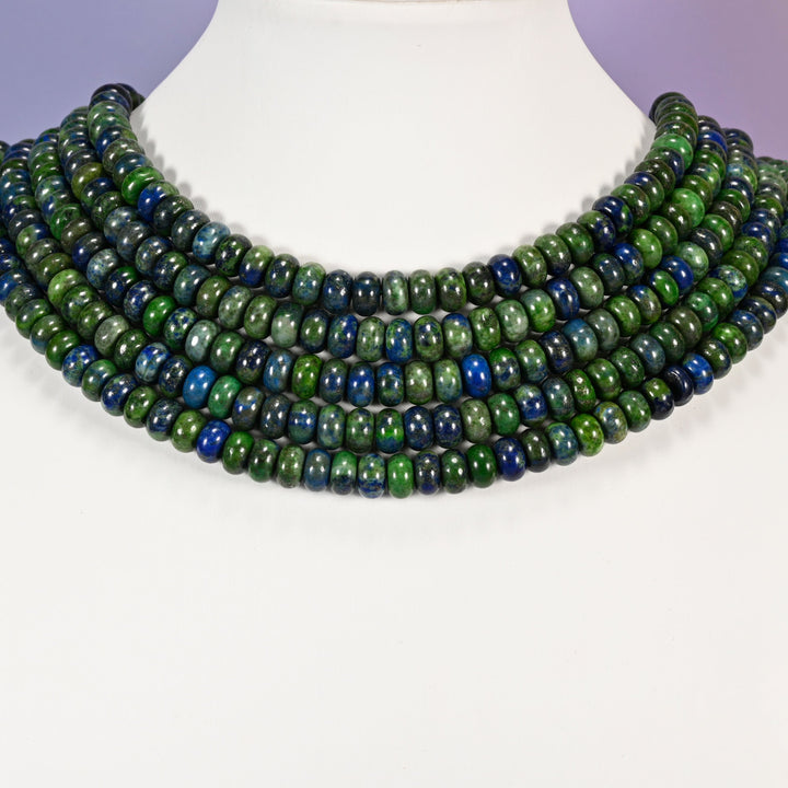 Phoenix Lapis beads, rondelle shape, 5x8mm.