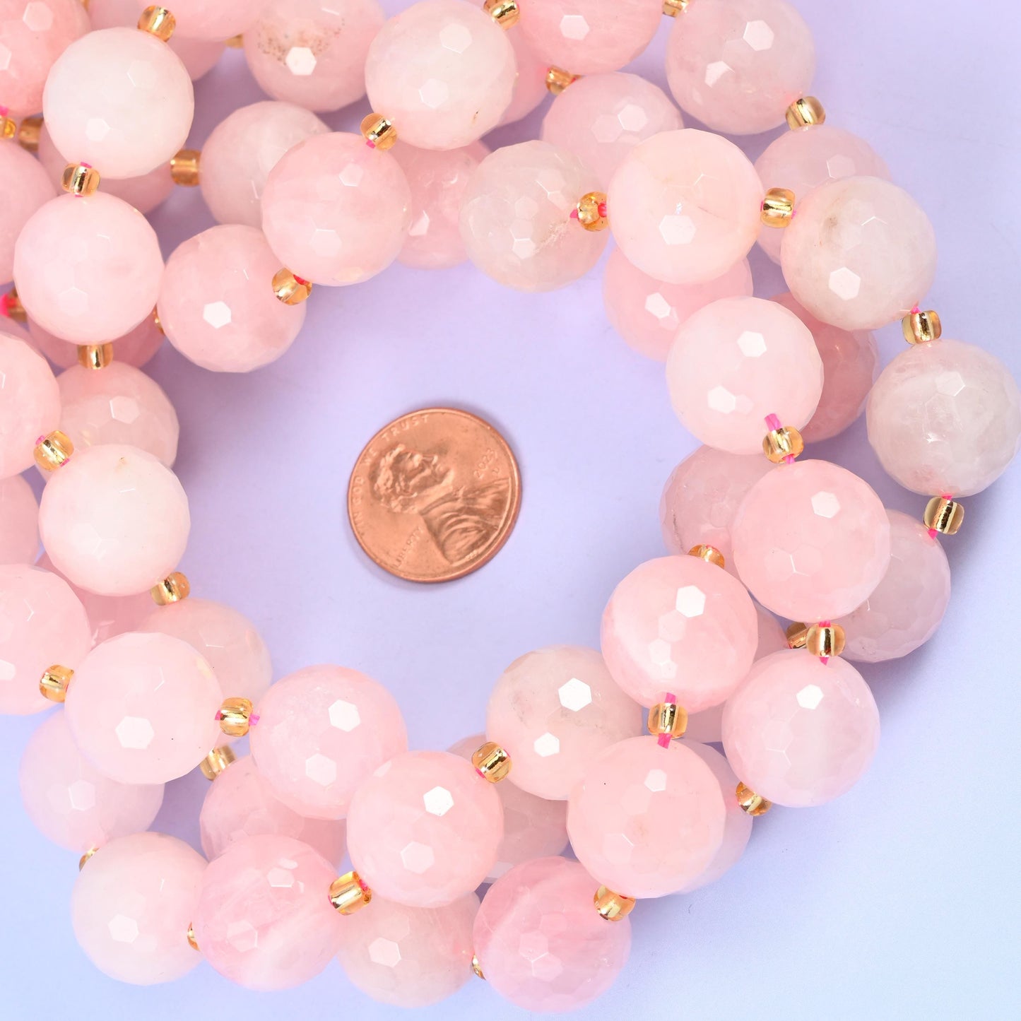 Rose Quartz Faceted Round Beads Size 16mm Jewelry Making 15 Inch Strand