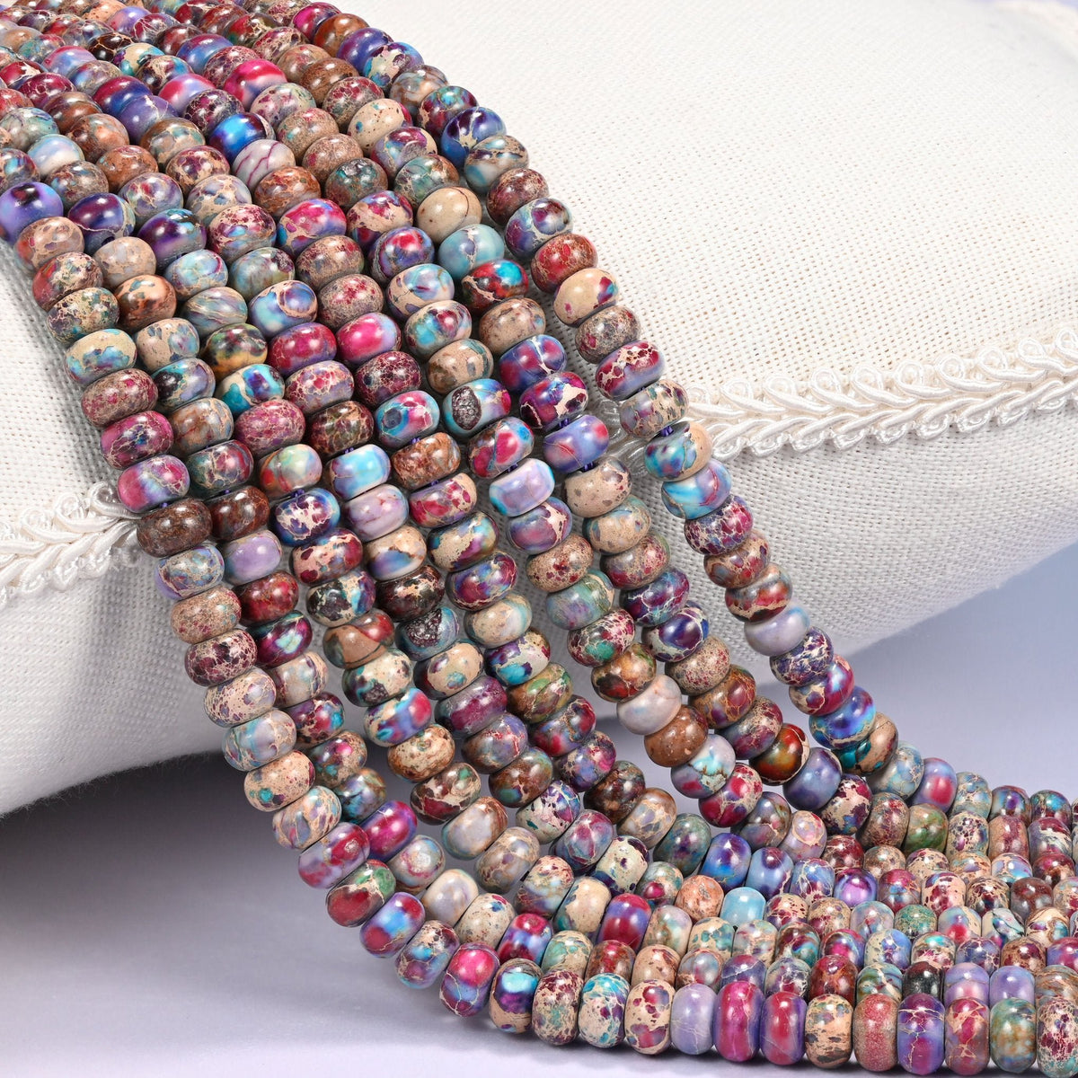 Purple Dyed Sea Sediment Jasper Rondelle Beads