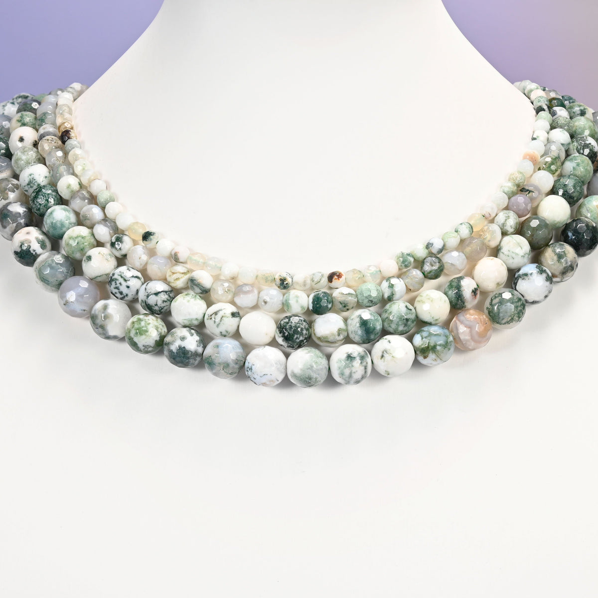 Tree Agate Faceted Round Beads 4mm 6mm 8mm 10mm Jewelry Making 15 Inch Strand