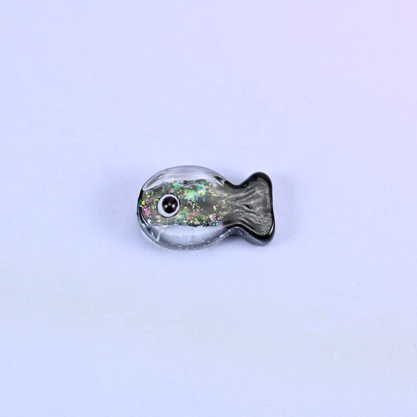 Iridescent Black Green Fish Glass Beads: Jewelry Making Supply