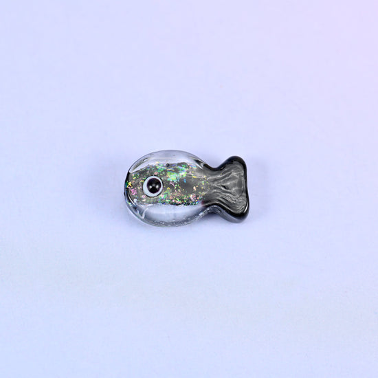 Iridescent Black Green Fish Glass Beads: Jewelry Making Supply