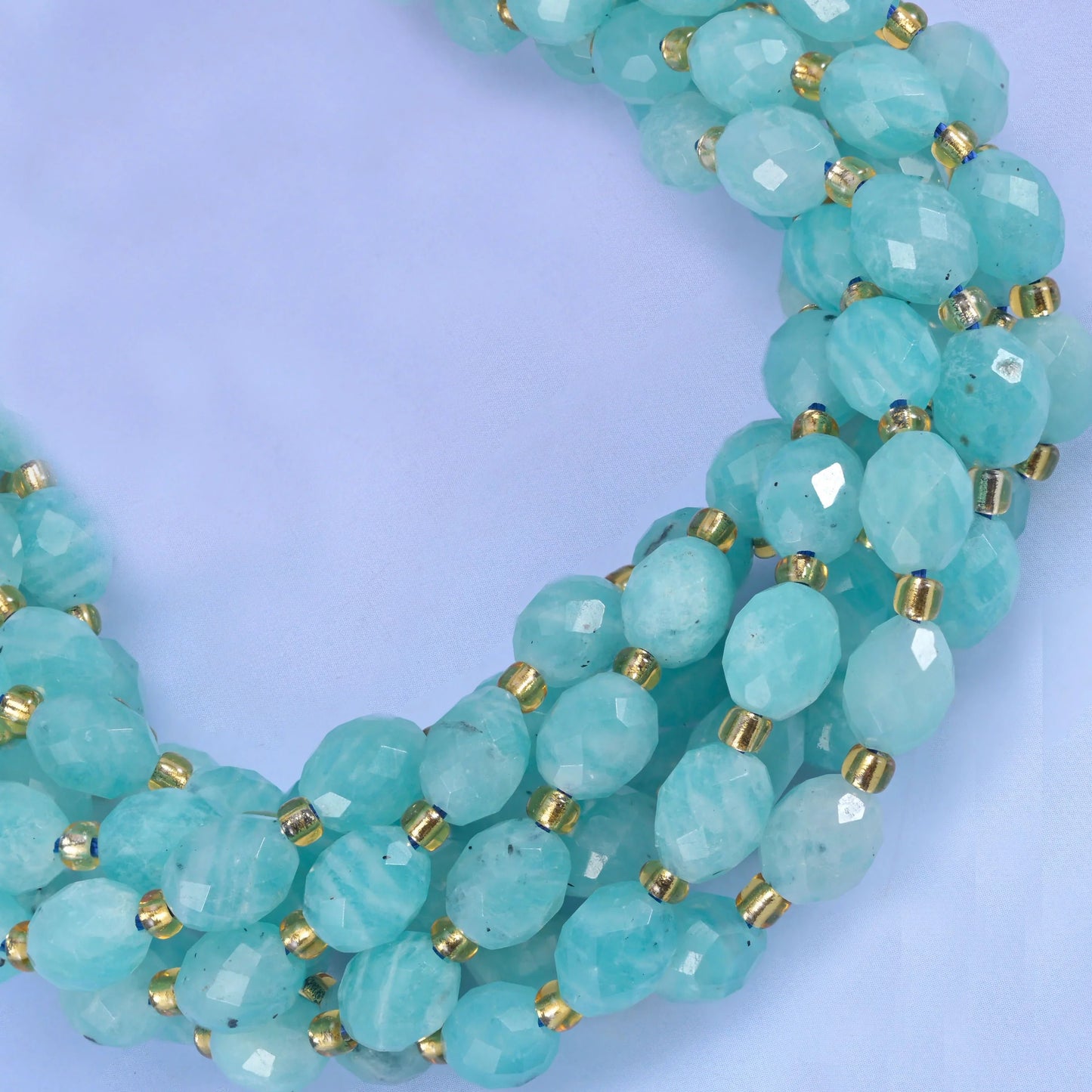 Blue Amazonite rice barrel beads, 15.5 inch strand