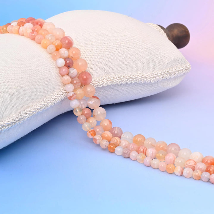 Pink Botswana Agate Smooth Round Beads