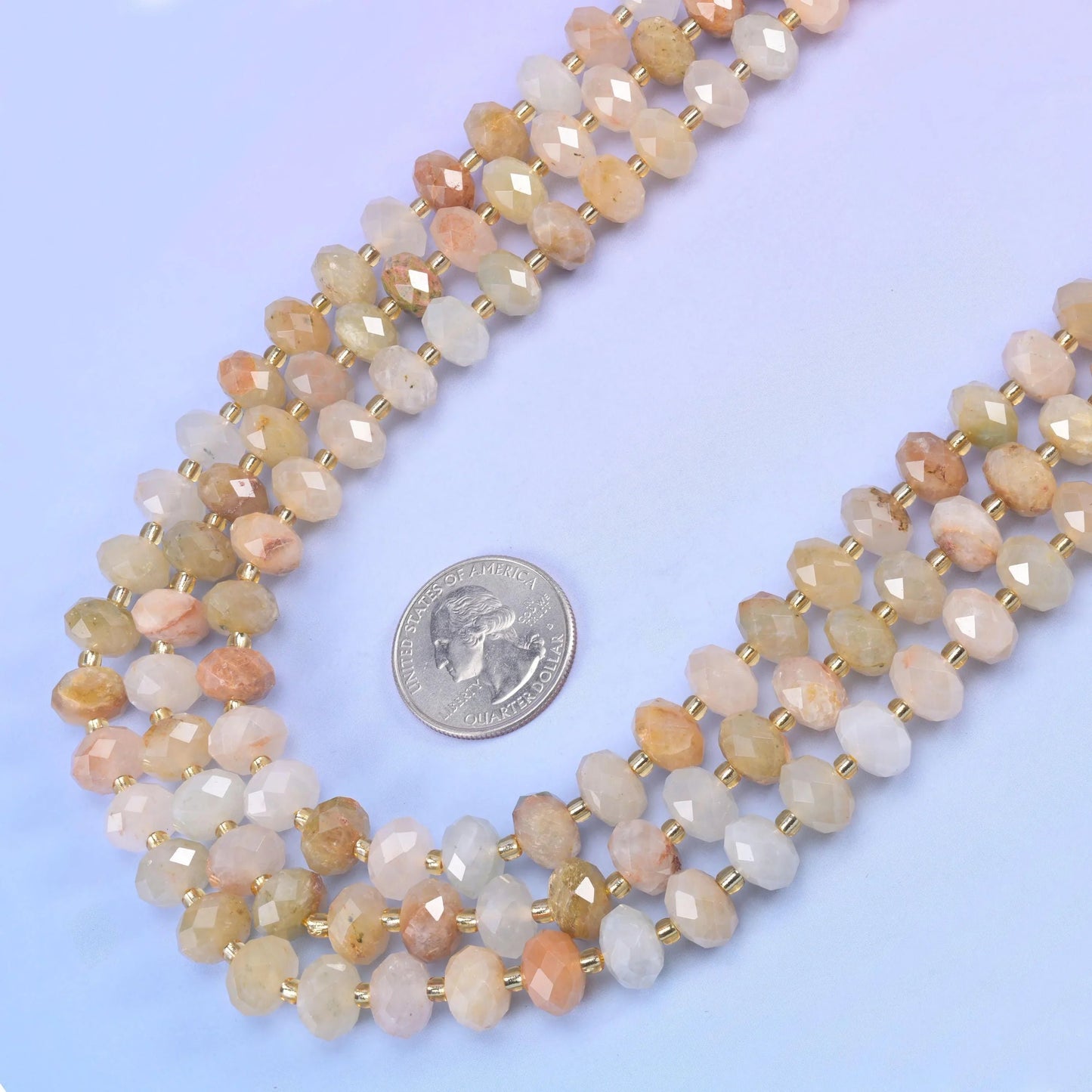 Red Grass Silk faceted rondelle beads, 15.5 inch strand