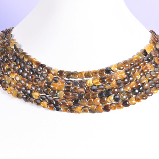 Tiger Eye beads, heart shape, 6mm